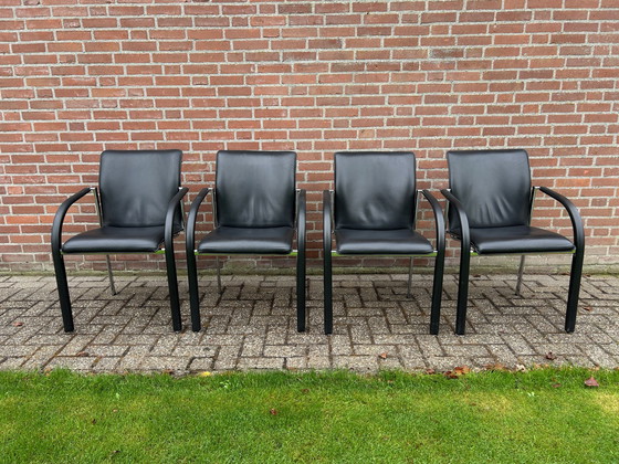 Image 1 of 4X Leolux Cimaronne Dining Chairs Black Leather.