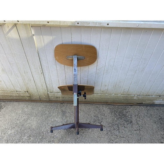 Image 1 of Vintage industrial swivel B chair in wood and metal, 1950