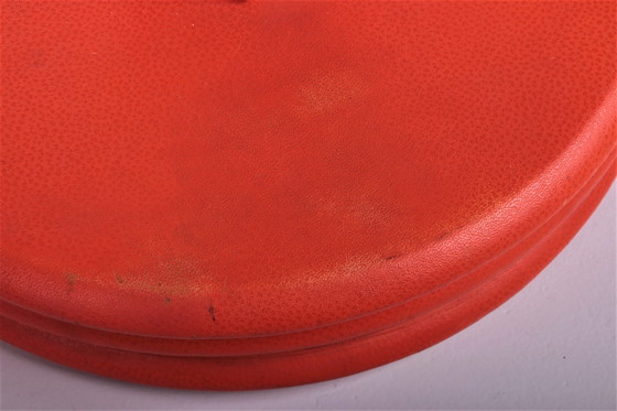 Image 1 of Ensemble français de lampes de table recouvertes de cuir orange, années 1960