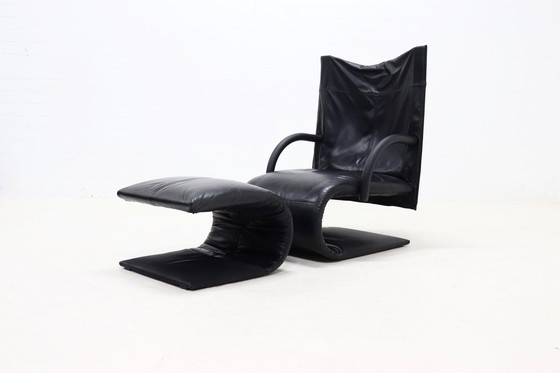 Image 1 of Vintage Claude Brisson for Ligne Roset Zen Lounge Chair and Ottoman 