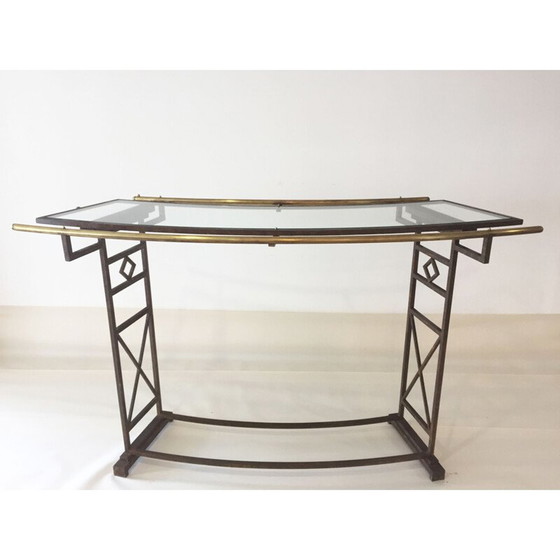 Image 1 of French counter bar made of wrought iron with patina rust - 1980s