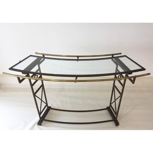 French counter bar made of wrought iron with patina rust - 1980s