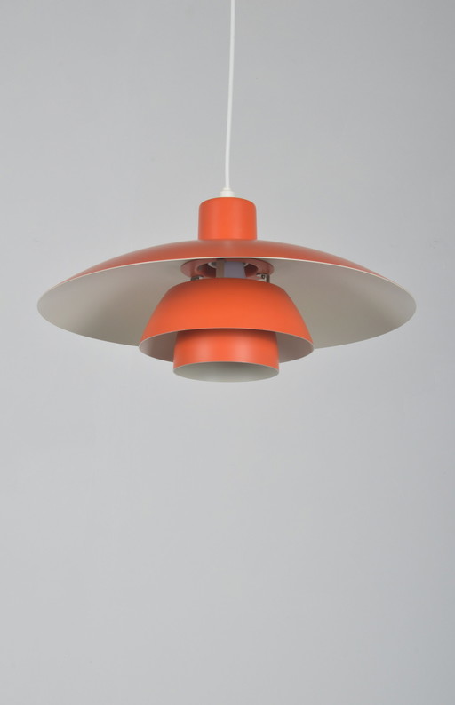 Red hanging lamp PH 4/3 by Poul Henningsen for Louis Poulsen, 1960s