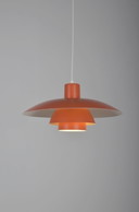 Lampada a sospensione rossa PH 4/3 di Poul Henningsen per Louis Poulsen, anni '60