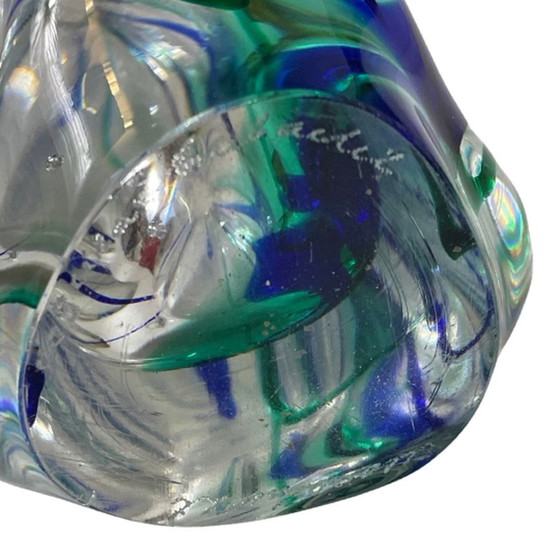 Image 1 of Max Verboeket - Kristalunie Maastricht - Vaso con colori blu intenso e chiaro - Inutilizzato, vintage - Vetro olandese 