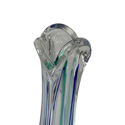 Max Verboeket - Kristalunie Maastricht - Vase avec des couleurs bleu foncé et bleu clair - Inutilisé, vintage - Verre hollandais