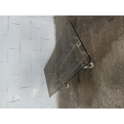 Vintage smoked glass coffee table by Michel Dumas, 1970