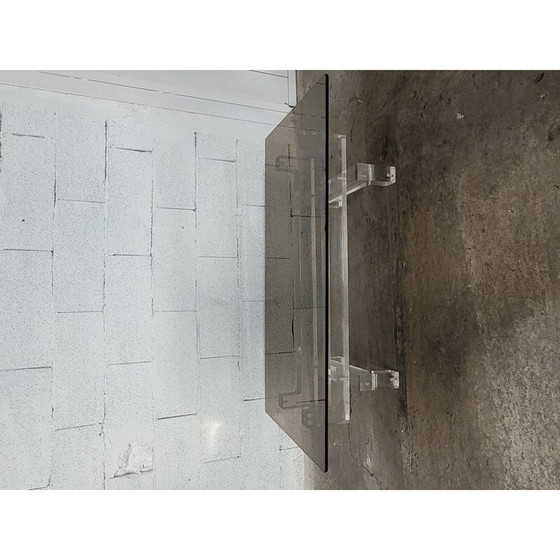 Image 1 of Vintage smoked glass coffee table by Michel Dumas, 1970