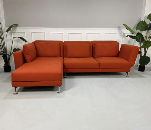 Brühl Moule corner sofa fabric sofa orange relax function