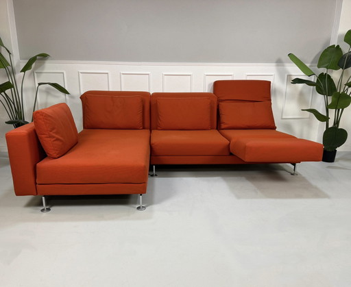 Brühl Moule corner sofa fabric sofa orange relax function