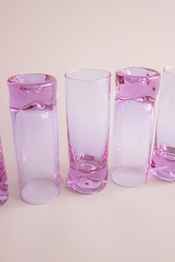 Image 1 of Set Of 6 Lilac Italian Longdrink Dent Glasses