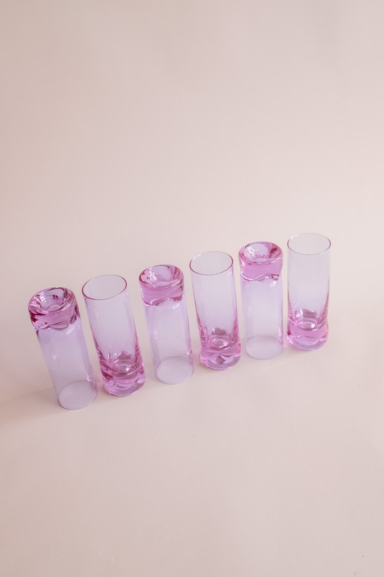 Image 1 of Set Of 6 Lilac Italian Longdrink Dent Glasses