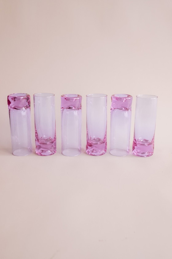 Image 1 of Set Of 6 Lilac Italian Longdrink Dent Glasses