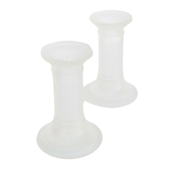 Image 1 of Pair of vintage milk glass candlesticks, Germany 1980