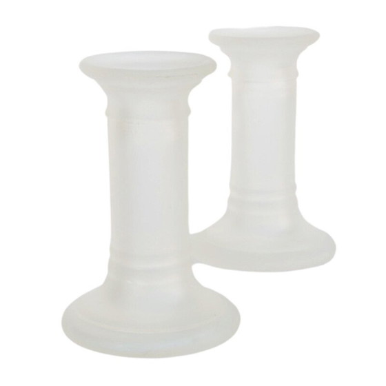 Image 1 of Pair of vintage milk glass candlesticks, Germany 1980