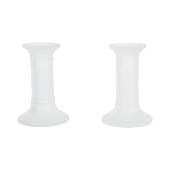 Image 1 of Pair of vintage milk glass candlesticks, Germany 1980