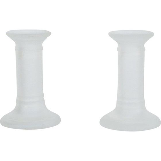 Image 1 of Pair of vintage milk glass candlesticks, Germany 1980