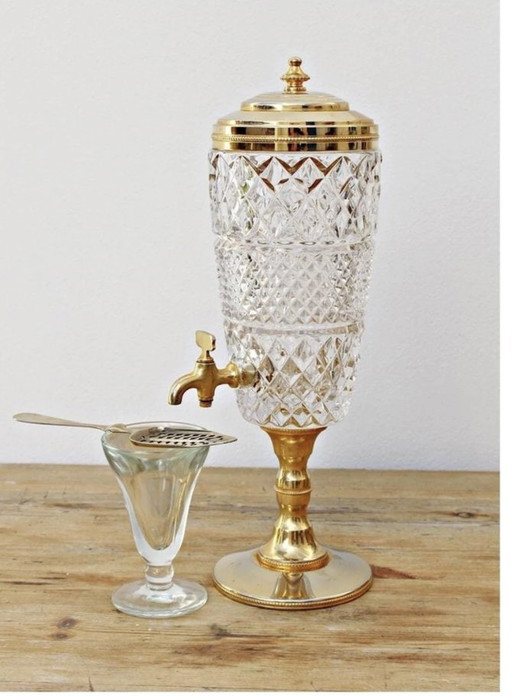 Functional Fountain In Crystal And Gilded Metal - Made In France - 1950 /1960