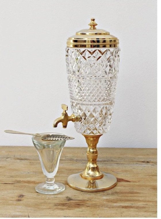 Image 1 of Functional Fountain In Crystal And Gilded Metal - Made In France - 1950 /1960