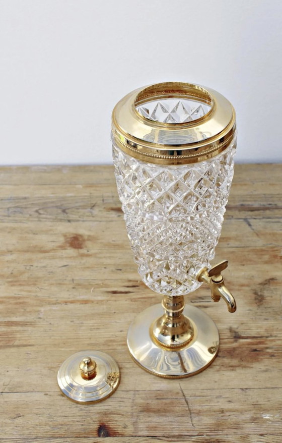 Image 1 of Functional Fountain In Crystal And Gilded Metal - Made In France - 1950 /1960