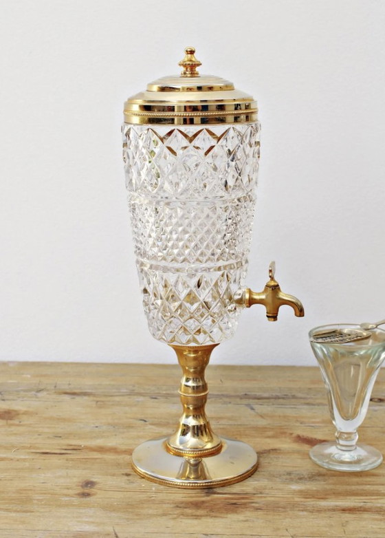 Image 1 of Functional Fountain In Crystal And Gilded Metal - Made In France - 1950 /1960