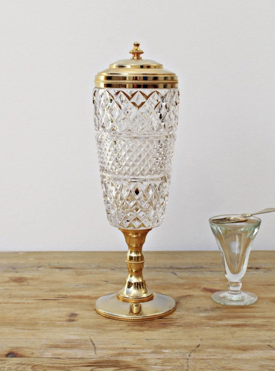 Image 1 of Functional Fountain In Crystal And Gilded Metal - Made In France - 1950 /1960