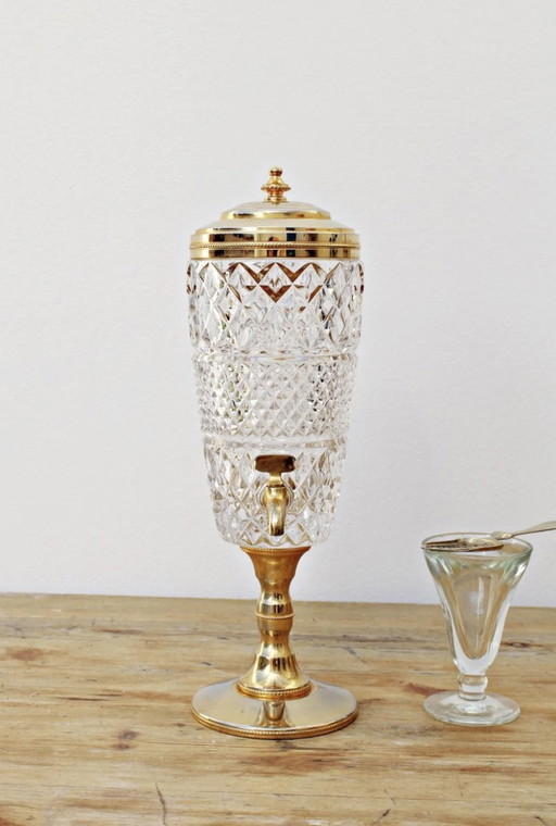 Functional Fountain In Crystal And Gilded Metal - Made In France - 1950 /1960