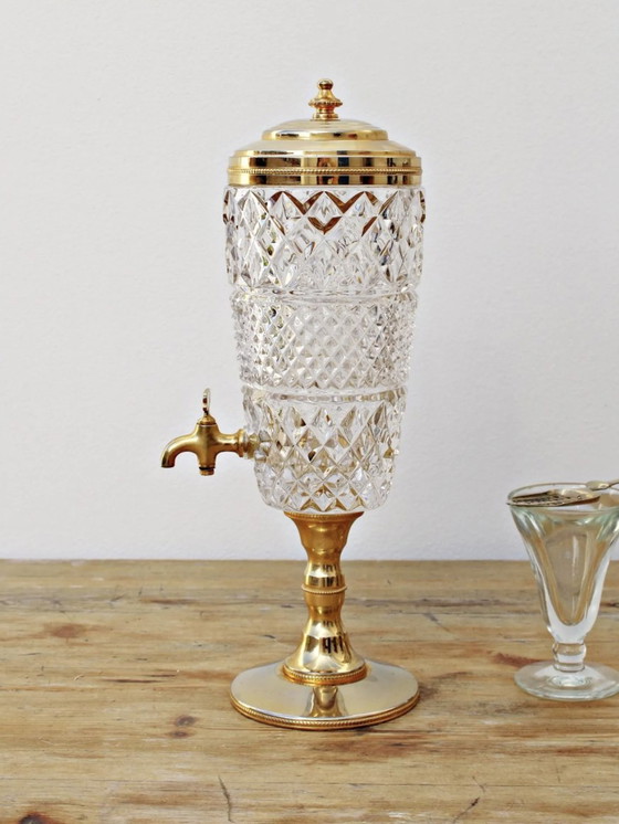 Image 1 of Functional Fountain In Crystal And Gilded Metal - Made In France - 1950 /1960