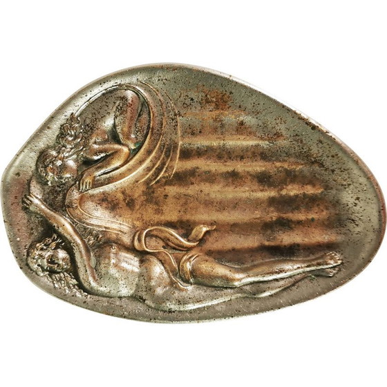 Image 1 of Vintage Art Nouveau bronze soap dish, Czechoslovakia 1930