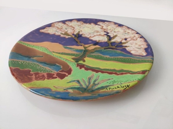 Image 1 of Lnameled Clay Dish By Amparo Ruiz De Luna, 1986