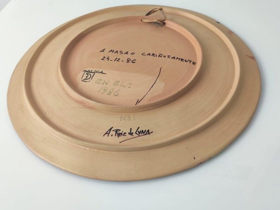 Image 1 of Lnameled Clay Dish By Amparo Ruiz De Luna, 1986