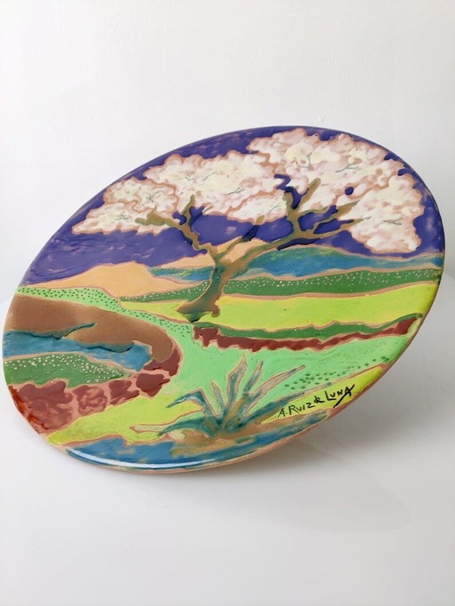 Lnameled Clay Dish By Amparo Ruiz De Luna, 1986