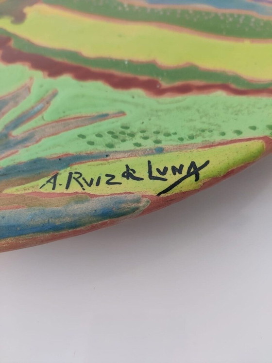 Image 1 of Lnameled Clay Dish By Amparo Ruiz De Luna, 1986