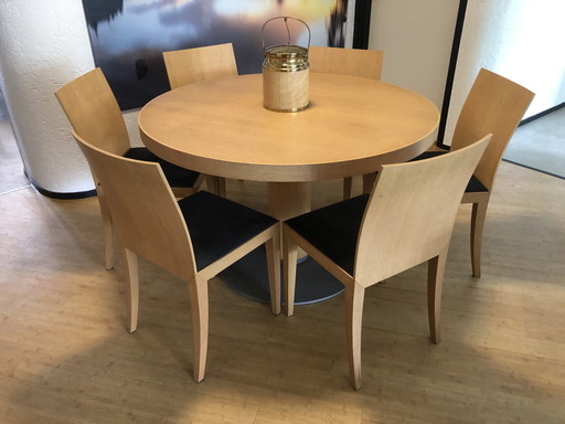 Arco Diabolo Table With 6 Arco Flex Chairs Light Oak