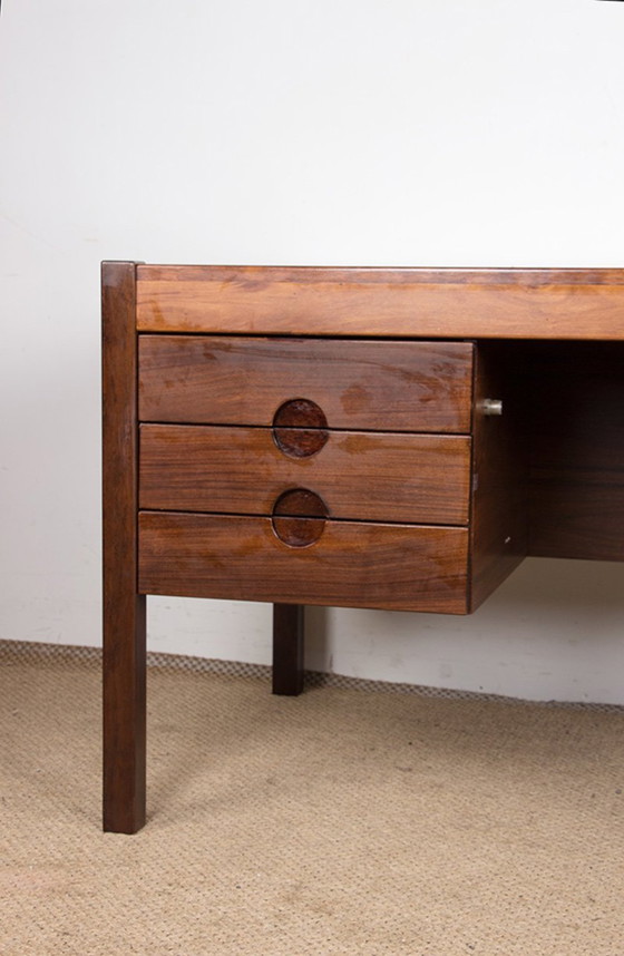 Image 1 of Large Danish Rosewood Executive Desk by Christian Linneberg 1960.