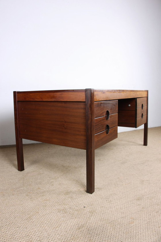 Image 1 of Large Danish Rosewood Executive Desk by Christian Linneberg 1960.