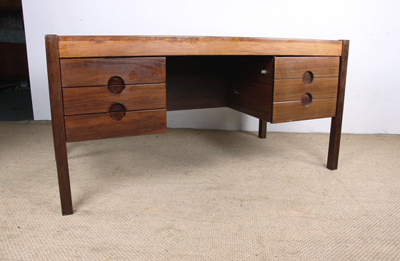 Image 1 of Large Danish Rosewood Executive Desk by Christian Linneberg 1960.