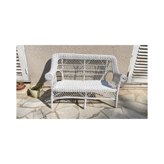 Image 1 of Kids vintage rattan bench, 1970-1980