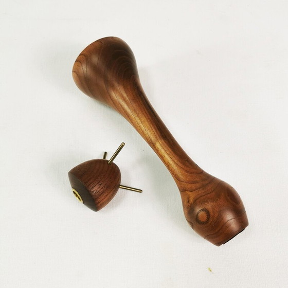 Image 1 of Set of vintage teak and brass candlesticks, Denmark 1960
