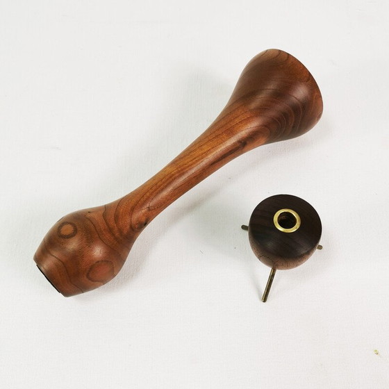 Image 1 of Set of vintage teak and brass candlesticks, Denmark 1960