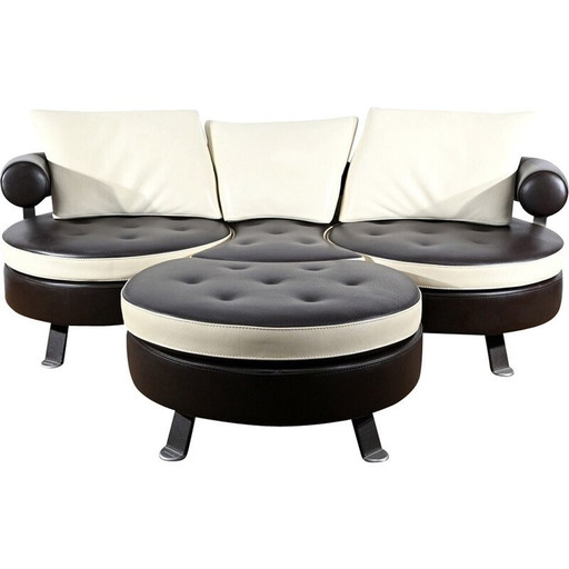 Vintage 3 seater sofa with ottoman by Mario Spinelli for Formenti, Italy 1980