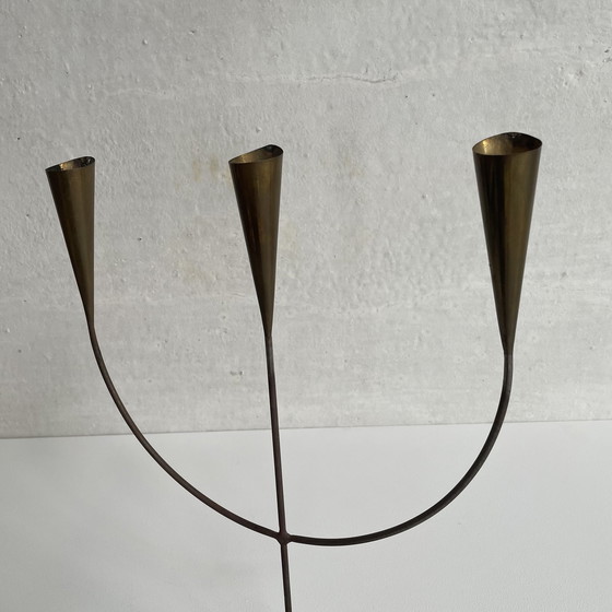 Image 1 of brass three-arm candelabra