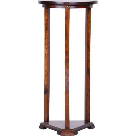 Image 1 of Vintage Art Deco oak pedestal, Czechoslovakia 1920