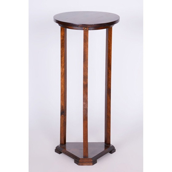 Image 1 of Vintage Art Deco oak pedestal, Czechoslovakia 1920