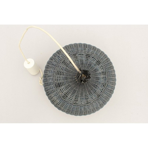 Image 1 of Vintage blue wicker pendant lamp, 1960s