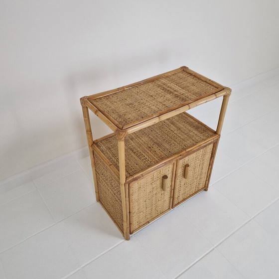 Image 1 of Italian vintage bamboo and rattan night stand, 1980s