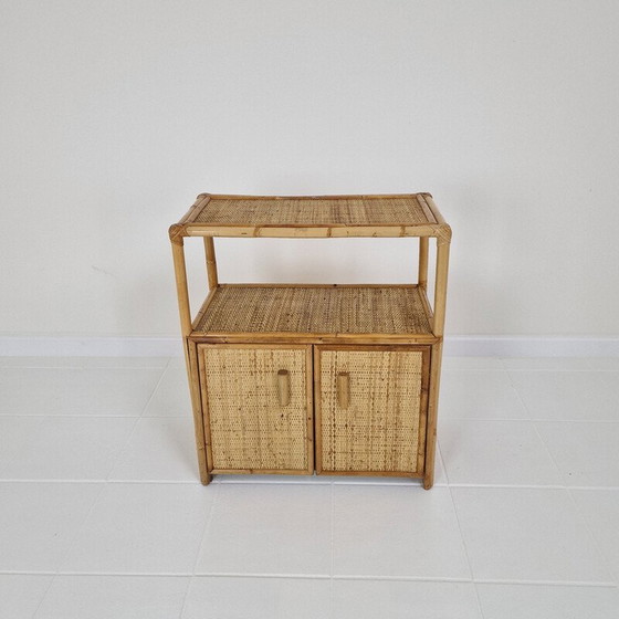 Image 1 of Italian vintage bamboo and rattan night stand, 1980s