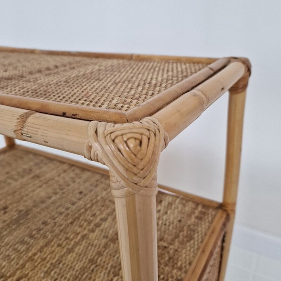 Image 1 of Italian vintage bamboo and rattan night stand, 1980s