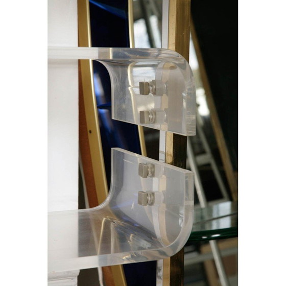 Image 1 of Vintage chrome-plated brass and lucite bookcase by Romeo Rega, Italy 1970