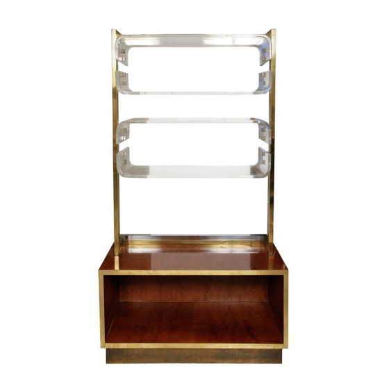 Image 1 of Vintage chrome-plated brass and lucite bookcase by Romeo Rega, Italy 1970